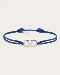 Valentino Garavani BRACCIALE VLOGO SIGNATURE IN COTONE Uomo BLU SCURO Blu