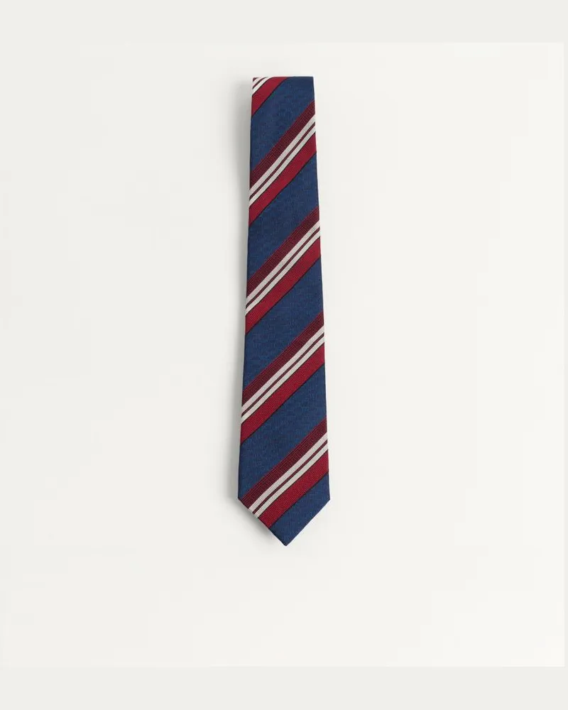Valentino Garavani Cravatta Valentie In Seta A Righe Uomo BLU/BORDEAUX Blu