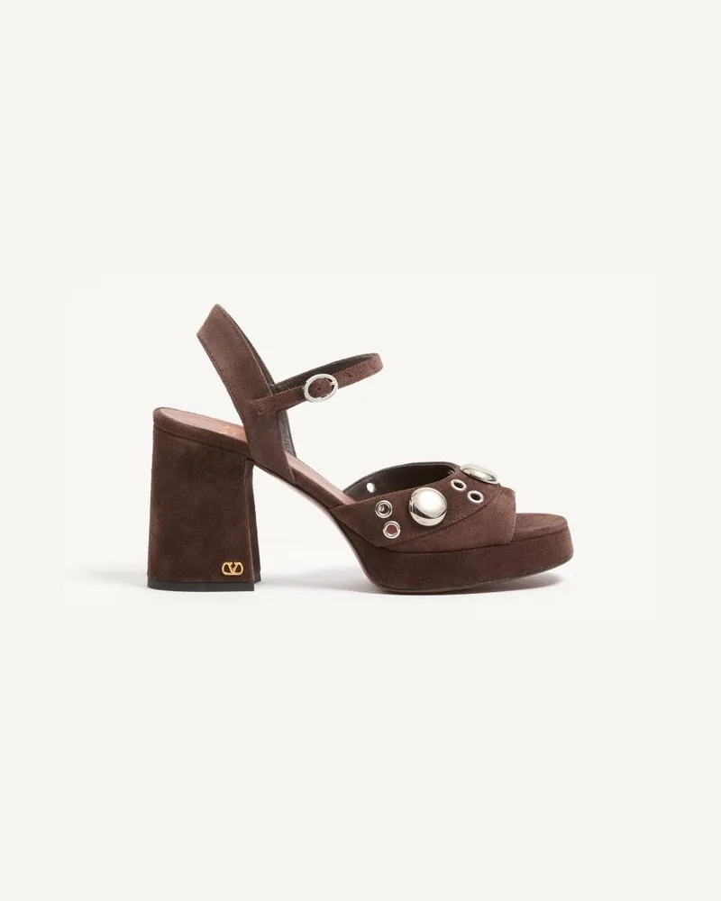 Valentino Garavani Sandalo Con Plateau Nellcôte In Crosta 90Mm Donna MARRONE Marrone