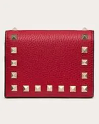 Valentino Garavani PORTAFOGLIO PICCOLO ROCKSTUD IN VITELLO GRANATO Donna ROSSO V Rosso