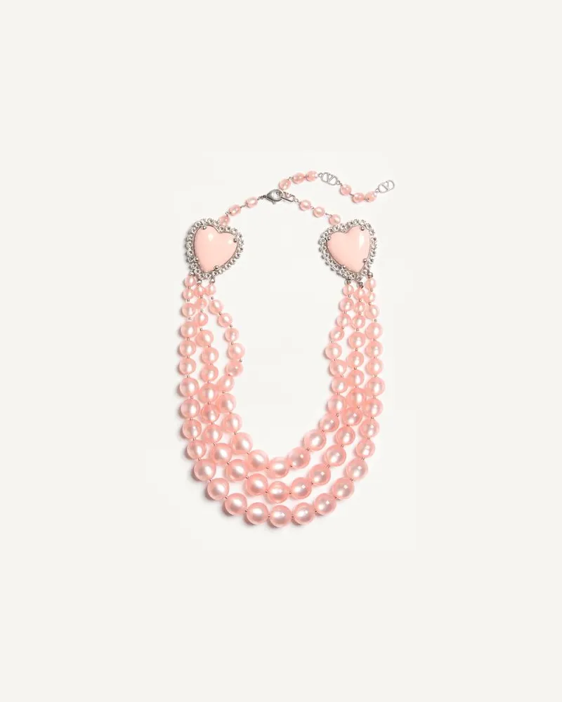 Valentino Garavani Collana Coeur Hyperbole In Metallo, Resina E Cristalli Donna ROSA UNI 