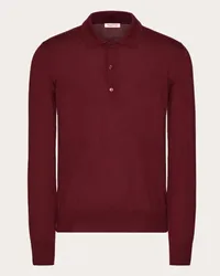 Valentino Garavani POLO MANICA LUNGA IN CASHMERE E SETA CON RICAMO VLOGO SIGNATURE Uomo RUBINO Rubino