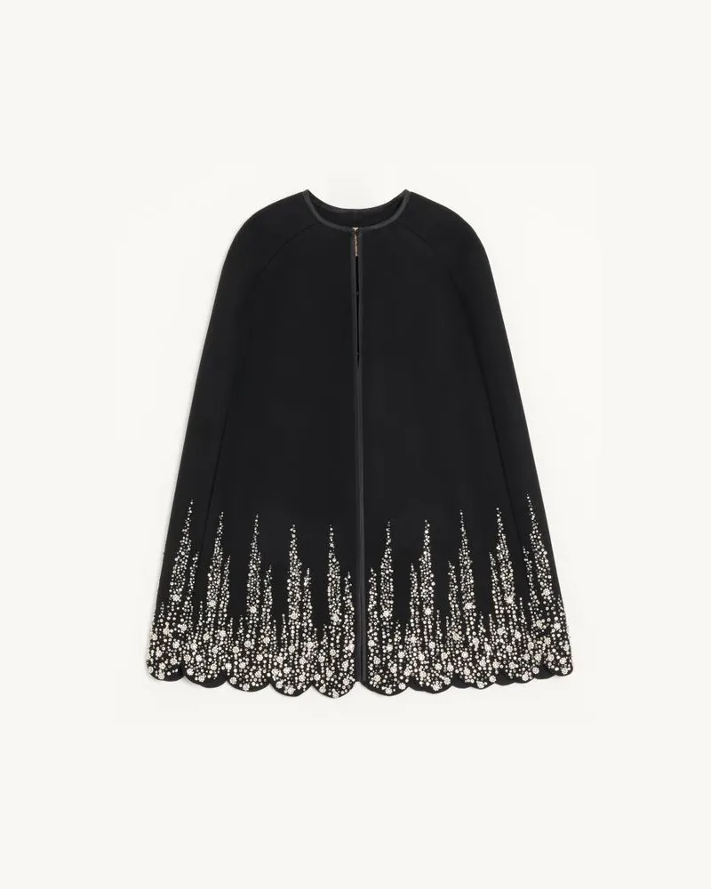 Valentino Garavani Cappa In Compact Drap Ricamata Donna NERO/SILVER Nero