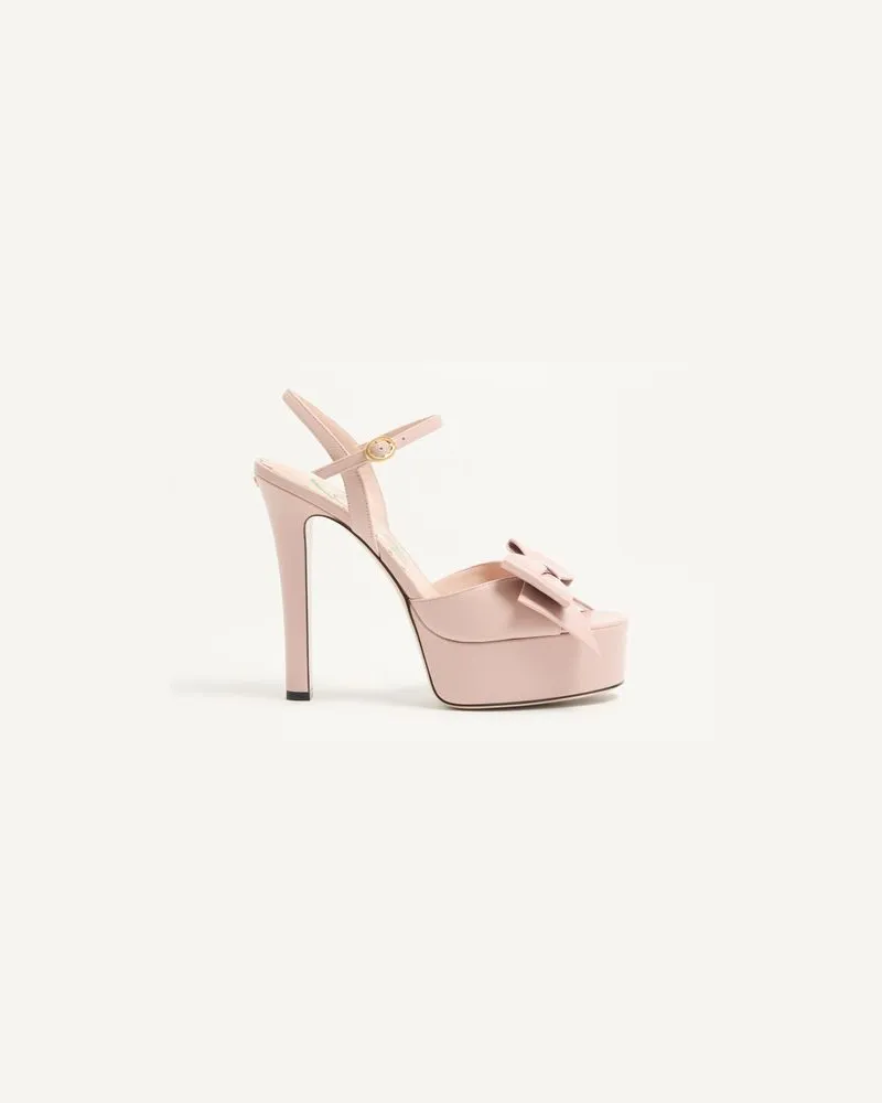 Valentino Garavani Sandalo Con Plateau Bowow In Capretto Con Dettaglio Fiocco 130mm Donna ROSA Rosa