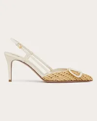 Valentino Garavani DÉCOLLETÉ SLINGBACK VLOGO SIGNATURE IN RAFIA INTRECCIATA 80MM Donna NATURALE/AVORIO Naturale