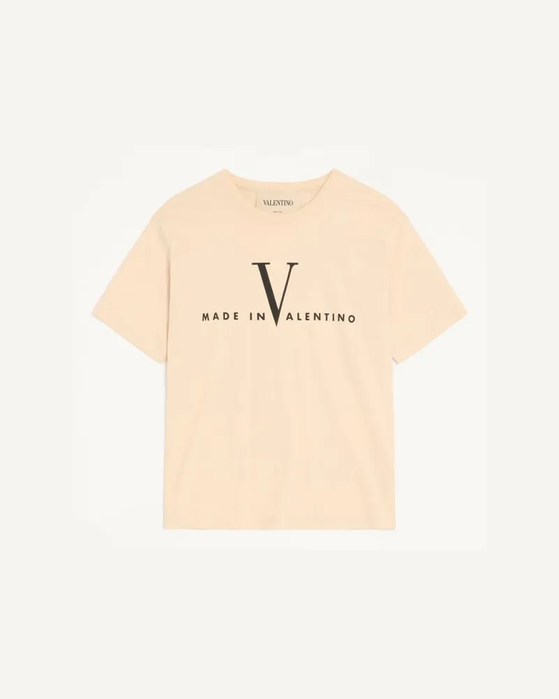 Valentino Garavani T-Shirt Valentino In Cotone Con Stampa Made In Valentino Uomo BURRO/NERO Burro