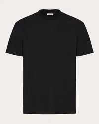 Valentino Garavani T-SHIRT IN COTONE CON V DETAIL IMPUNTURATA Uomo NERO Nero