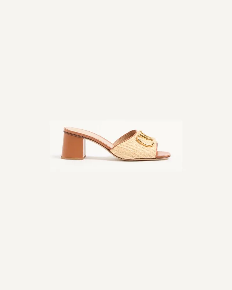 Valentino Garavani Sandalo Slide VLogo Signature In Rafia 60mm Donna BEIGE Beige