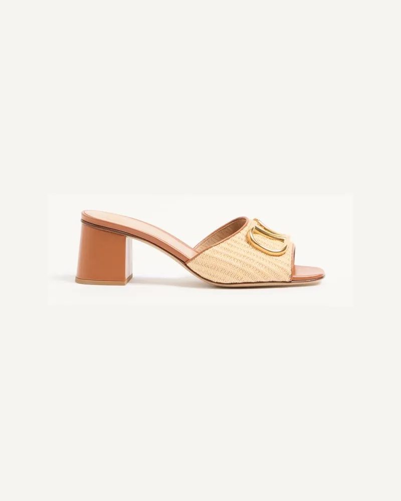 Valentino Garavani Sandalo Slide VLogo Signature In Rafia 60mm Donna BEIGE Beige