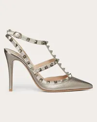 Valentino Garavani DÉCOLLETÉ ROCKSTUD METALLIZZATA CON CINTURINI 100MM Donna SKIN Skin