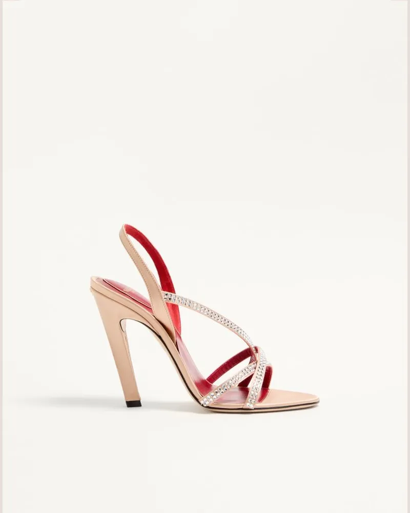 Valentino Garavani Sandalo Dans Le Foyer In Raso Con Cristalli 105Mm Donna NUDE Nude