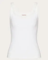 Valentino Garavani TOP IN COTTON RIB RICAMATO Donna BIANCO Bianco