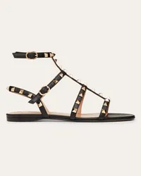 Valentino Garavani SANDALO BASSO ROCKSTUD IN VITELLO CON CINTURINI Donna NERO Nero