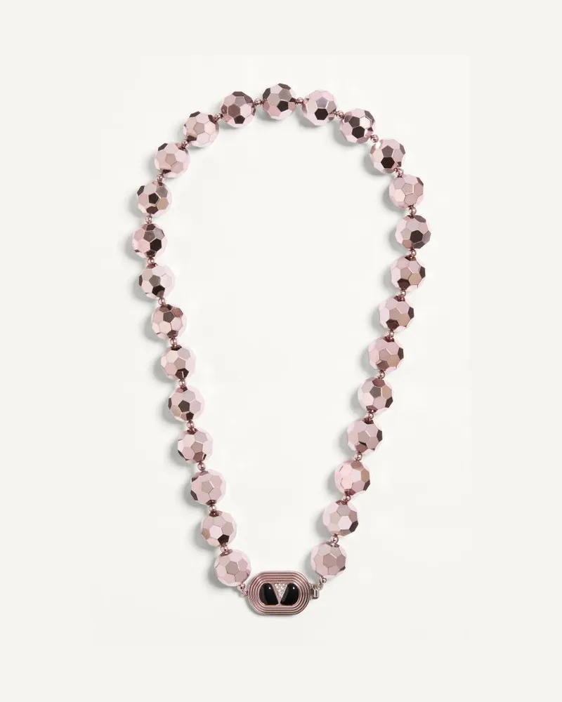 Valentino Garavani Collana Ovalette In Resina, Smalto, Metallo E Cristalli Swarovski Donna PINK/BLACK Pink