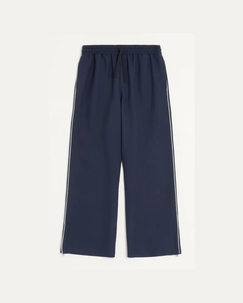 Valentino Garavani Pantaloni Valentino in nylon con patch VLogo Uomo BLU Blu