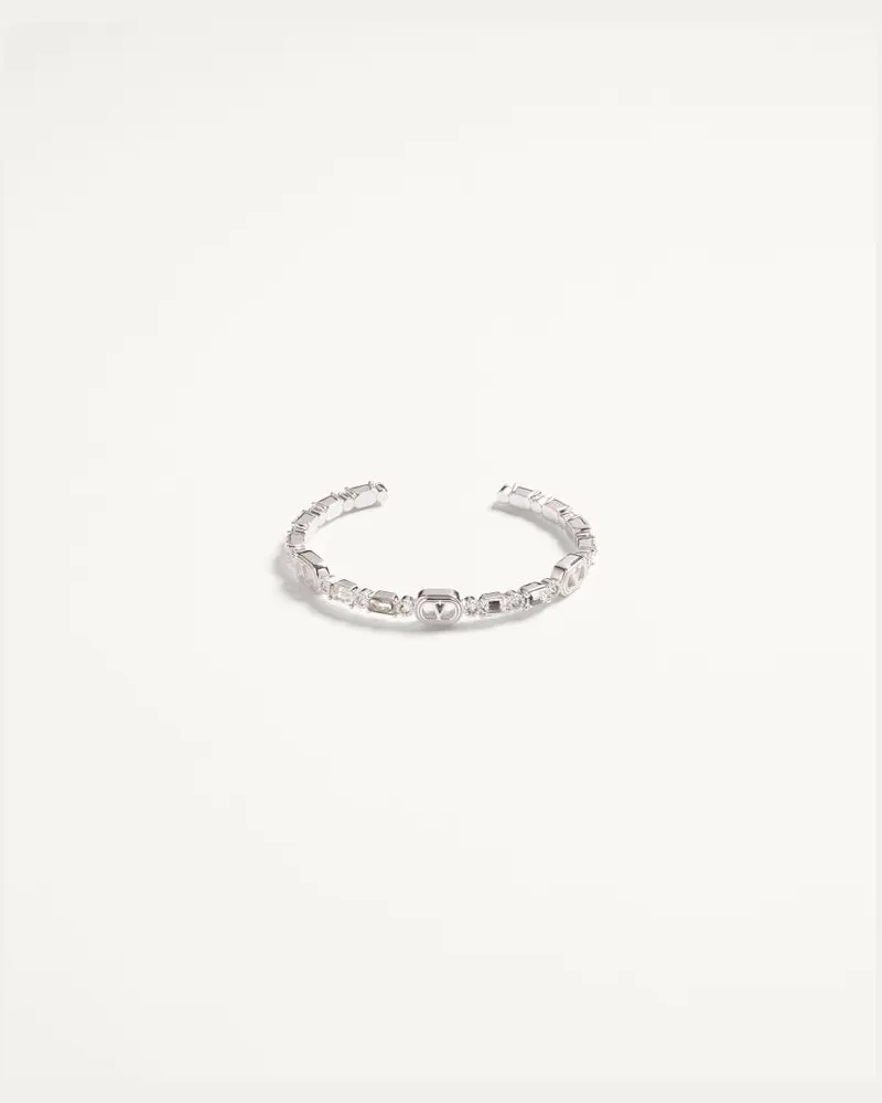 Valentino Garavani Bracciale Cuff Ovalette In Metallo E Cristalli Swarovski Donna RHODIUM/CRYSTAL Rhodium