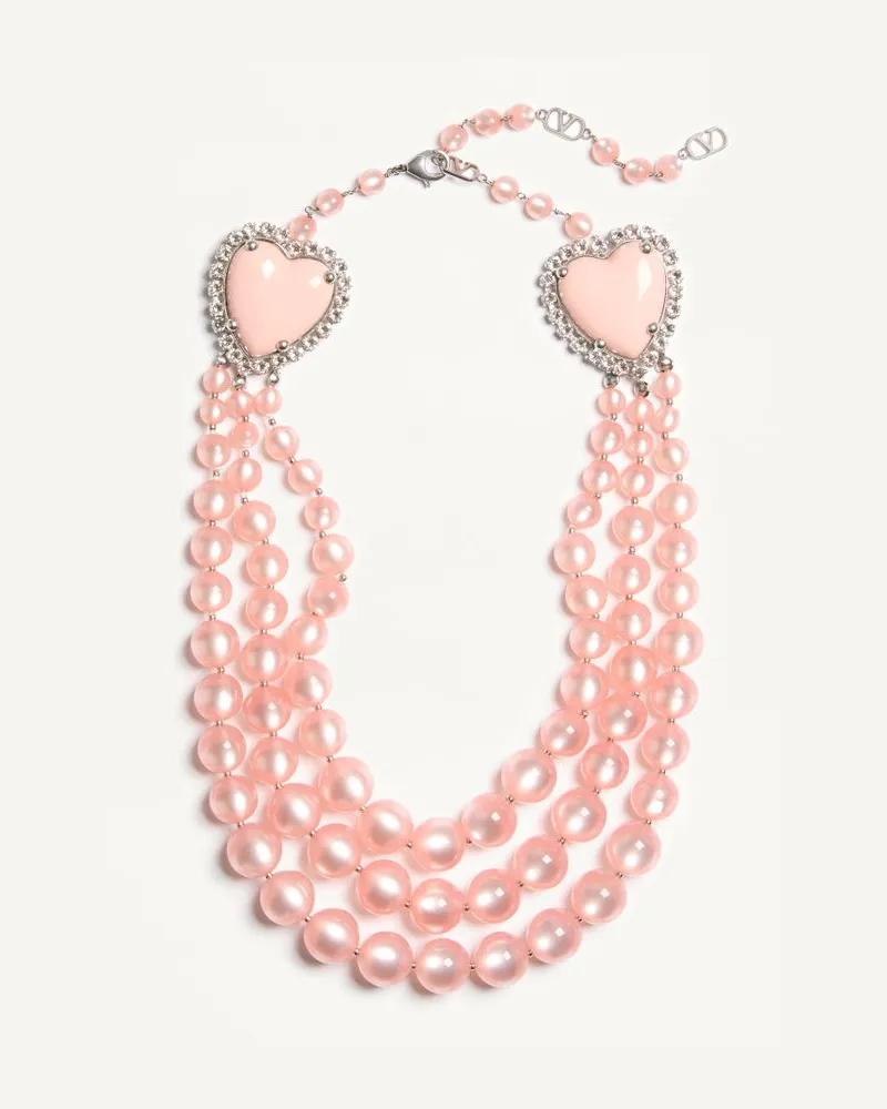 Valentino Garavani Collana Coeur Hyperbole In Metallo, Resina E Cristalli Donna ROSA Rosa