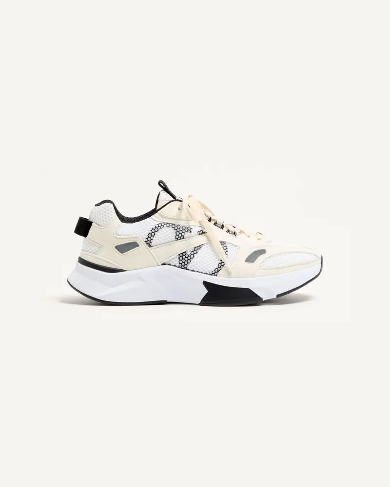Valentino Garavani Sneaker Demivee In Tessuto Mesh Con Riporti In Suede Uomo BIANCO/GRIGIO Bianco
