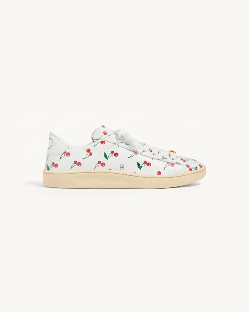 Valentino Garavani Sneaker Royco In Vitello Nappato Cherryfic Donna BIANCO Bianco