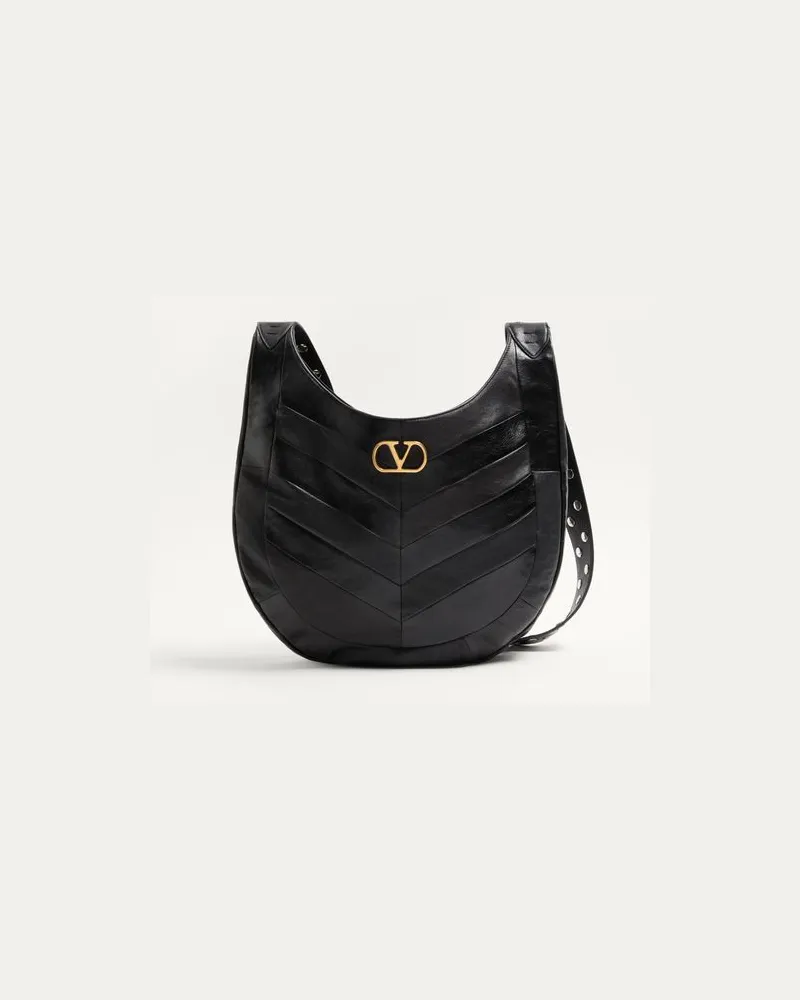 Valentino Garavani Borsa Hobo Valentino Garavani Hoboho In Nappa Motivo Chevron Donna NERO UNI 