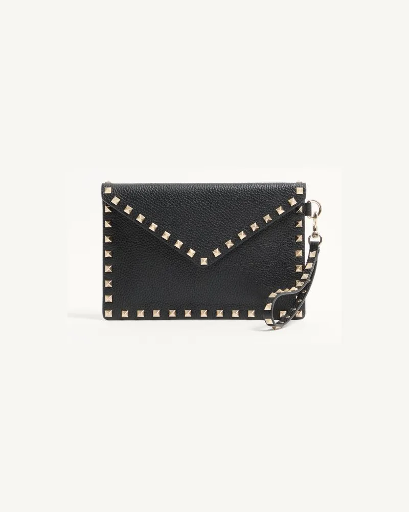 Valentino Garavani Pouch Rockstud In Vitello Granato Donna NERO Nero