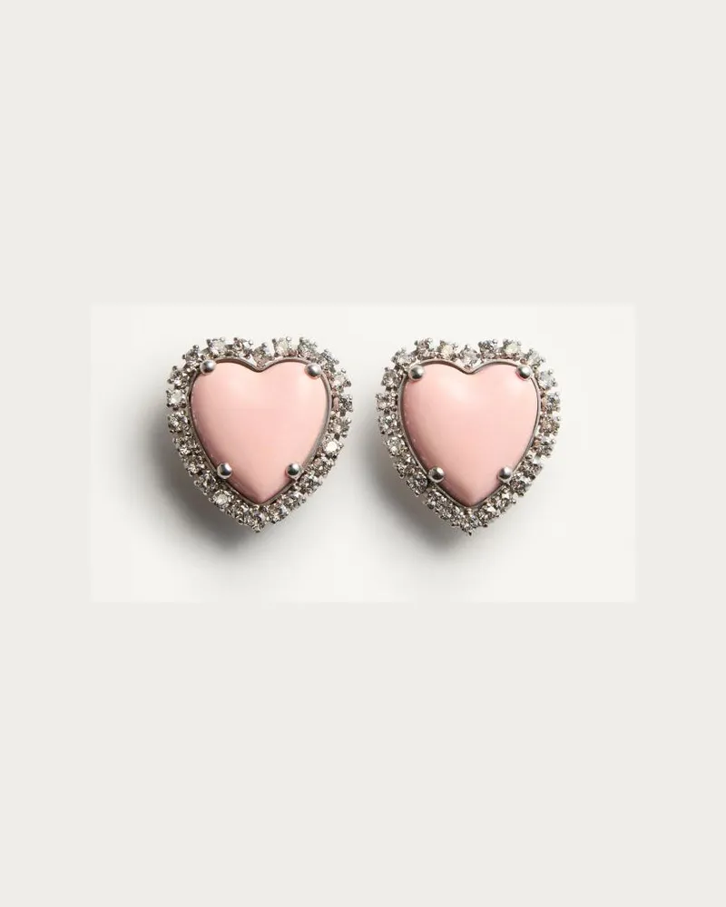 Valentino Garavani Orecchini Coeur Hyperbole In Metallo, Resina E Cristalli Swarovski Donna PALLADIO/ROSA Palladio