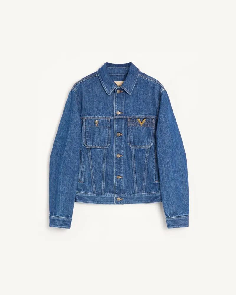 Valentino Garavani Giacca Valentino In Denim Con Vgold Uomo BLU Blu