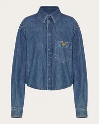 Valentino Garavani CAMICIA IN CHAMBRAY DENIM Donna DENIM Denim