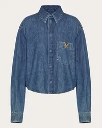 Valentino Garavani CAMICIA IN CHAMBRAY DENIM Donna DENIM Denim