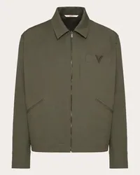 Valentino Garavani GIACCA IN CANVAS DI COTONE STRETCH CON V DETAIL METALLICA Uomo OLIVE Olive