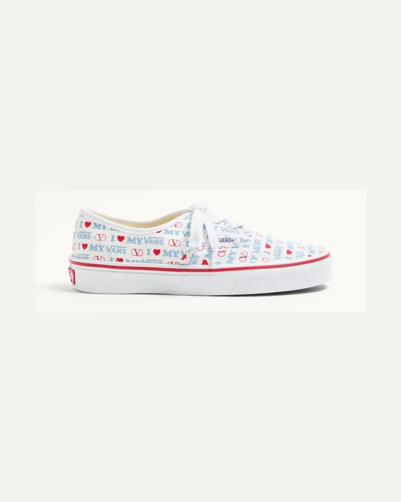 Valentino Garavani Sneaker Low-Top Valentino Garavani And Vans In Tessuto Con Stampa Valentino Vans Love Donna BIANCO/ROUGE PUR/CELESTE Bianco
