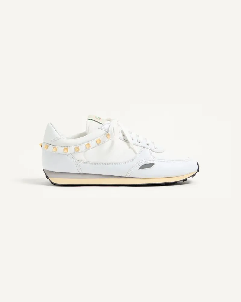 Valentino Garavani Sneaker Stud Up In Pelle E Nylon Uomo BIANCO Bianco