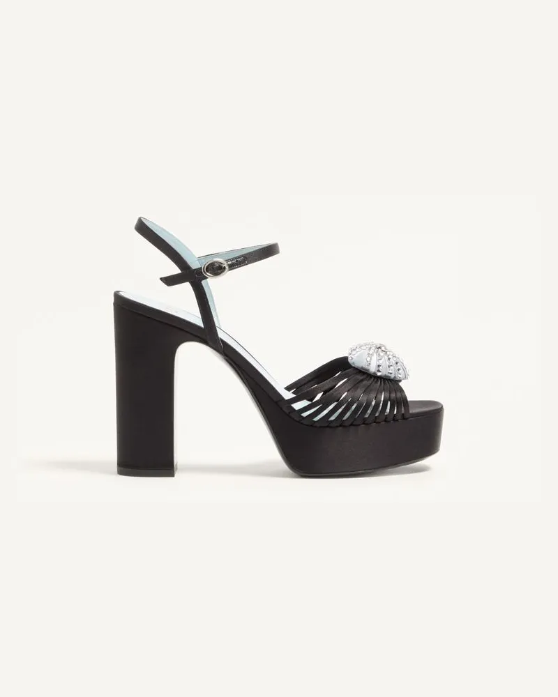 Valentino Garavani Sandalo Con Plateau Coeur Royal In Raso 115mm Donna NERO/CRYSTAL Nero