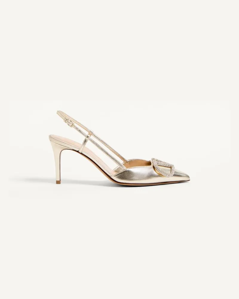 Valentino Garavani Décolleté Slingback Vlogo Glow In Nappa Laminata 80Mm Donna PLATINO Platino