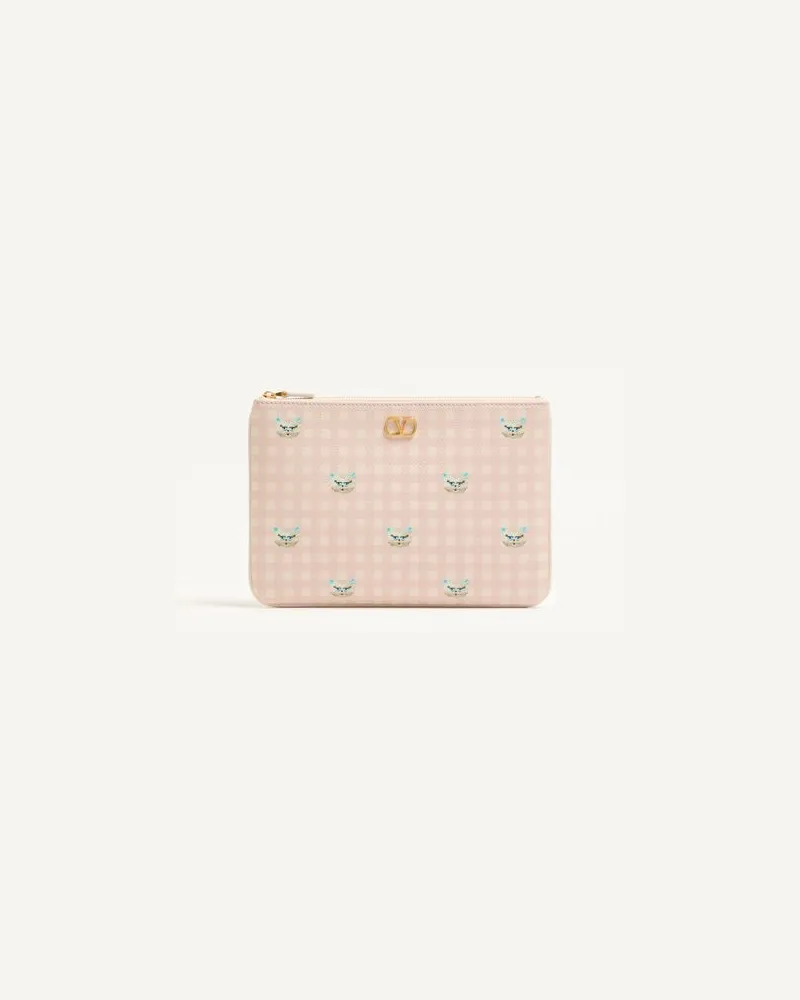 Valentino Garavani Pochette Vlogo Signature In Vitello Granato Le Chat De La Maison Donna ROSA/AVORIO Rosa