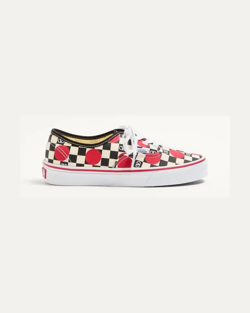 Valentino Garavani Sneaker Low-Top Valentino Garavani And Vans In Tessuto Con Stampa VLogo Checkerboard E Dettaglio Pois Donna BURRO/NERO/ROUGE PUR Burro