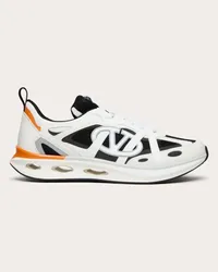 Valentino Garavani SNEAKER LOW TOP VLOGO EASYJOG IN VITELLO E TESSUTO Uomo NERO/BIANCO/PASTEL GREY/ARANCIONE Nero