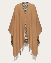 Valentino Garavani PONCHO DOUBLE TOILE ICONOGRAPHE IN LANA, SETA E CASHMERE Donna CAMMELLO Cammello