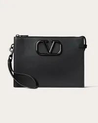 Valentino Garavani POUCH VLOGO SIGNATURE IN VITELLO Uomo NERO Nero