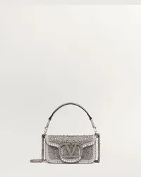 Valentino Garavani BORSA PICCOLA A SPALLA GARAVANI LOCÒ CON STRASS Donna GRIGIO/CRYSTAL Grigio