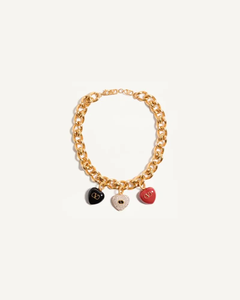 Valentino Garavani Collana Coeur Royal In Metallo,Smalto E Cristalli Swarovski® Donna ANTIQUE BRASS UNI 