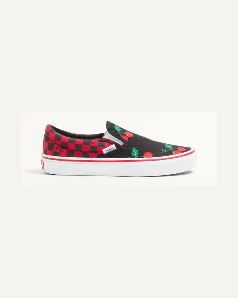 Valentino Garavani Sneaker Slip-On Valentino Garavani And Vans In Tessuto Con Stampa Maxi Cherryfic E Stampa VLogo Checkerboard Donna ROSSO/NERO Rosso