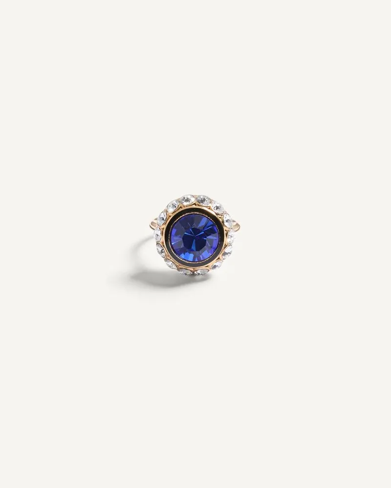 Valentino Garavani Anello VLogo Signature In Metallo, Smalto E Cristalli Donna ORO/BLU Oro