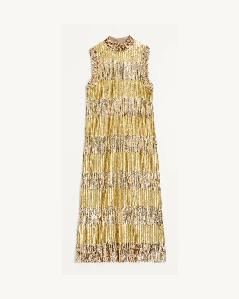 Valentino Garavani Abito Midi In Tulle Illusione Ricamato Donna BRONZE/SILVER Bronze