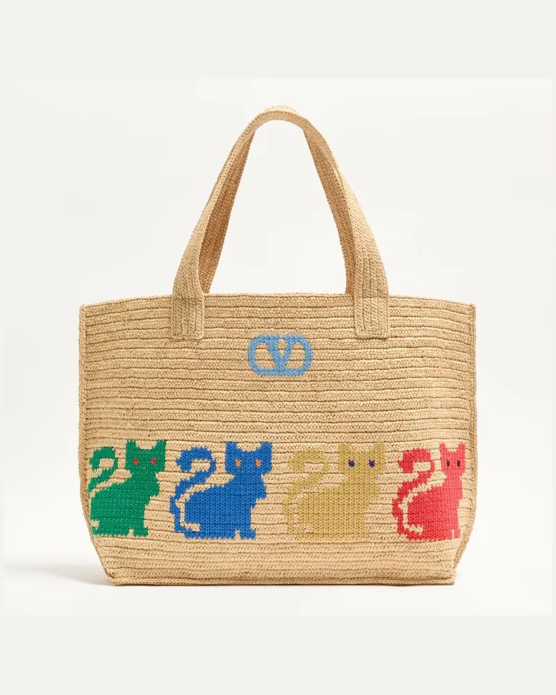 Valentino Garavani Borsa shopping grande Valentino Garavani Raffiachat in rafia Donna NATURALE Naturale