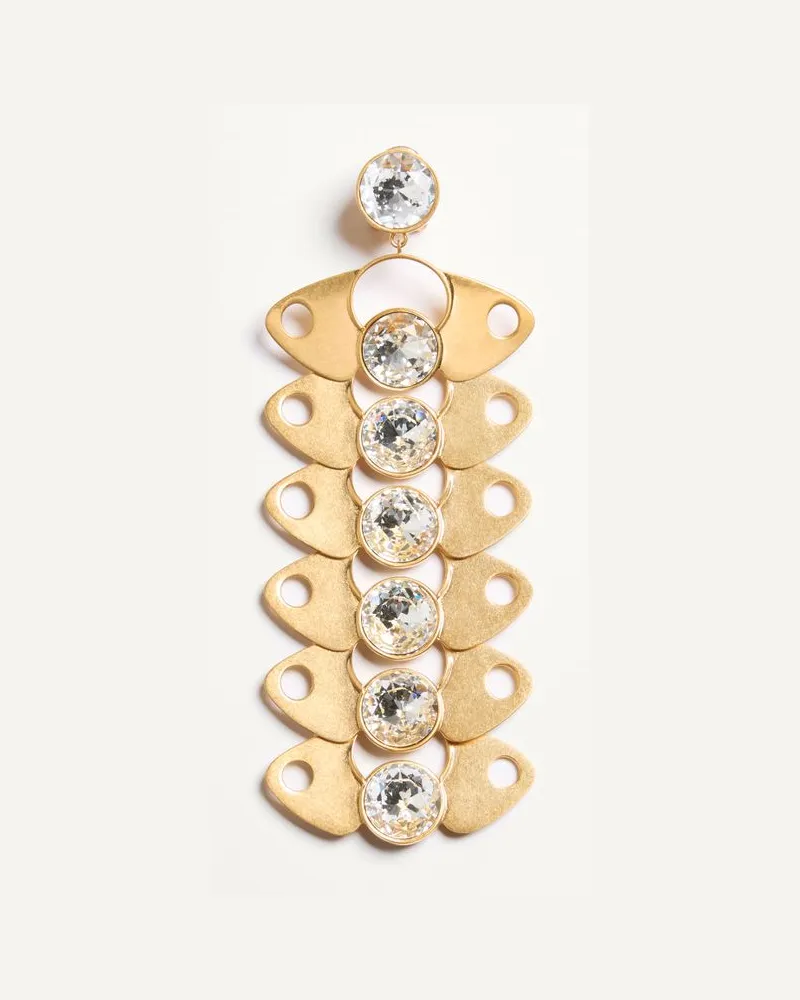 Valentino Garavani Mono Orecchino Pages in Metallo e Cristalli Donna ORO/CRYSTAL Oro