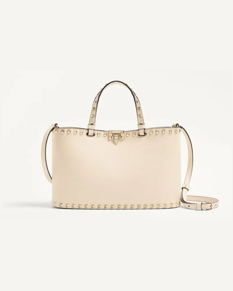 Valentino Garavani Borsa Shopping Piccola Valentino Garavani Rockstud In Vitello Granato Donna LIGHT IVORY Light