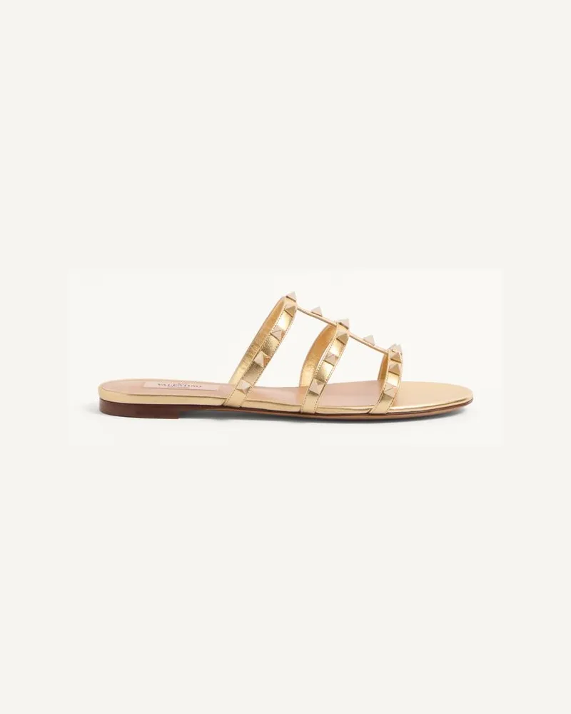 Valentino Garavani Sandalo Slide Rockstud In Nappa Laminata Donna ANTIQUE BRASS Antique