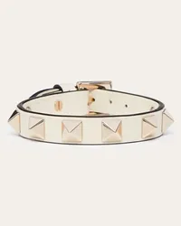 Valentino Garavani BRACCIALE ROCKSTUD IN PELLE Donna LIGHT IVORY Light