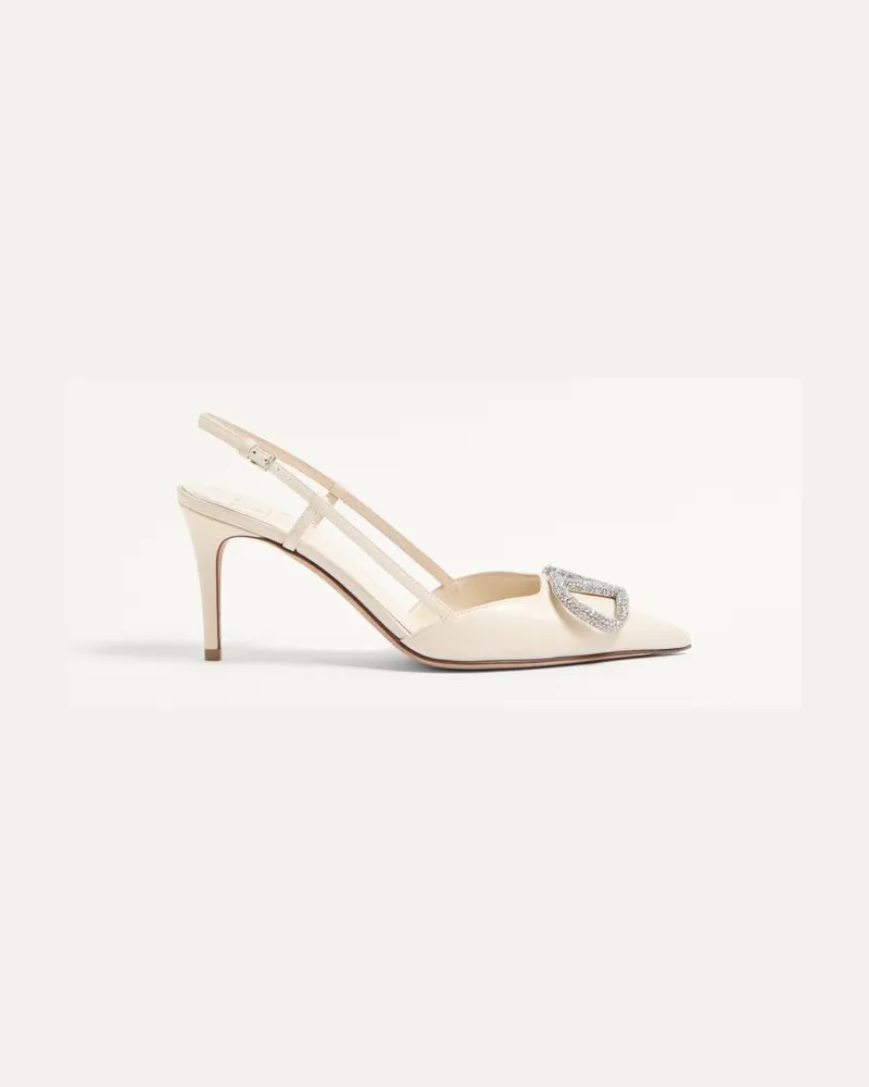 Valentino Garavani Décolleté Slingback VLogo Signature In Vitello 80Mm Donna LIGHT IVORY/CRYSTAL Light
